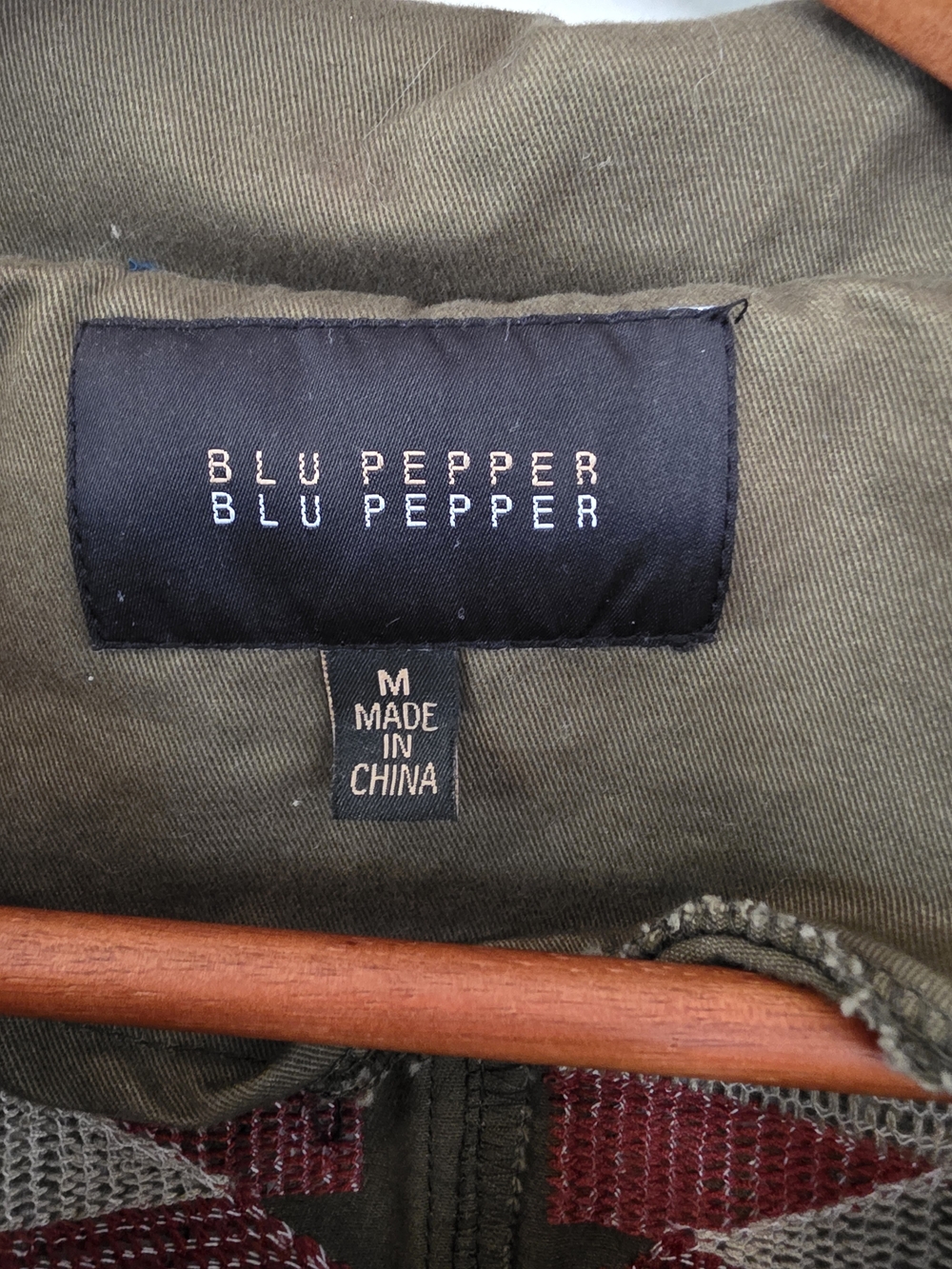 Blu Pepper Olive Utility Jacket M Southwest Aztec Embroidered Back Boho Western - Picture 5 of 15